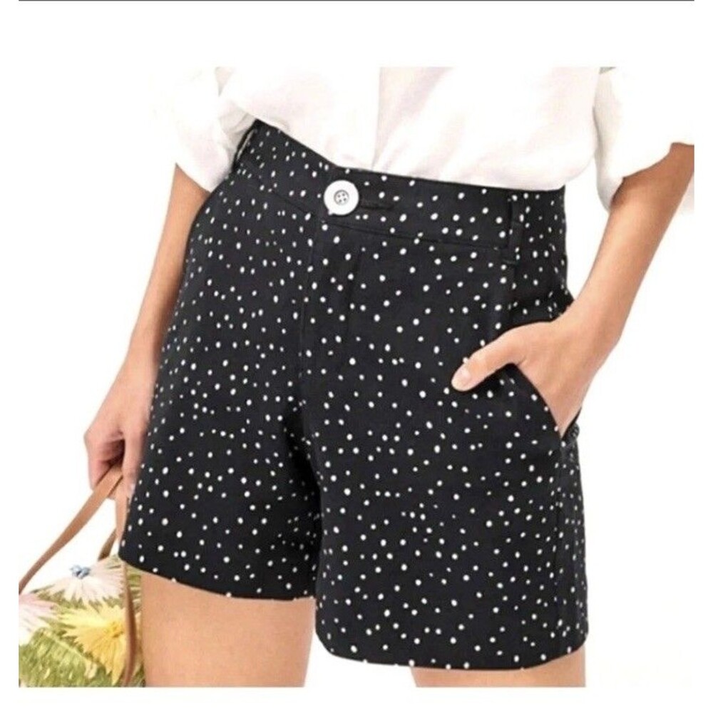 Cabi Pasadena Polka Dot Shorts 10 NWT Black White High Rise Tailored Classic